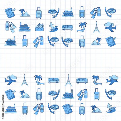 Vector set of travel icons Linear design
