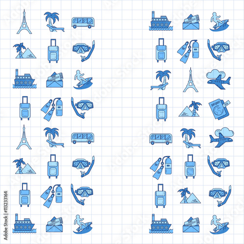 Vector set of travel icons Linear design