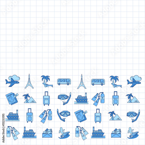 Vector set of travel icons Linear design