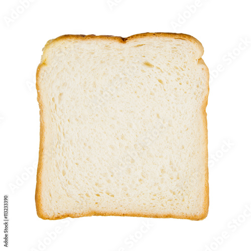 Print op canvas Close-up image of one slice of white bread against the white bac