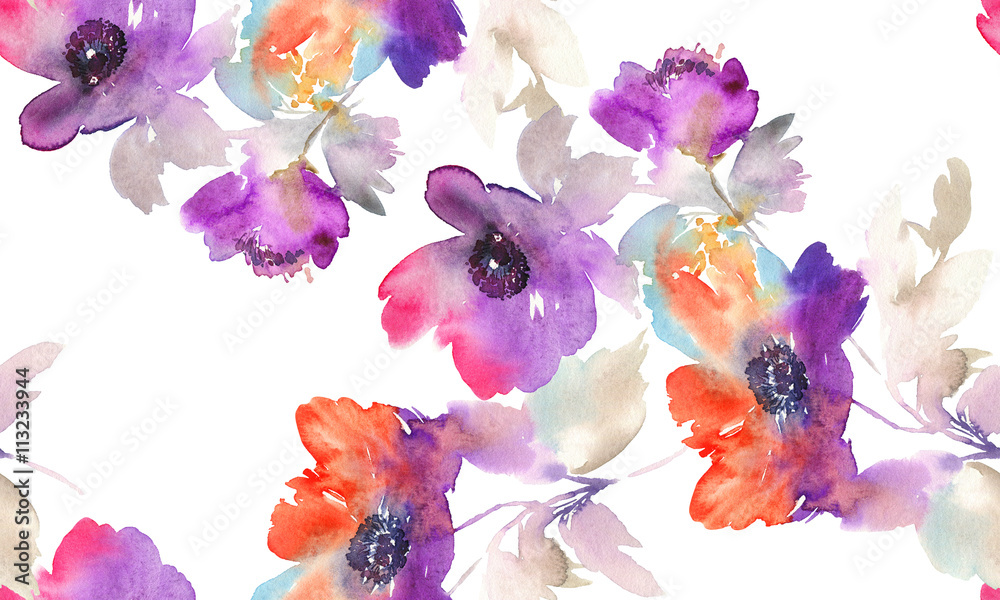 Obraz Fioletowe kwiaty akwarela