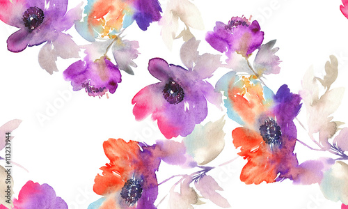 Obraz na płótnie Fioletowe kwiaty akwarela