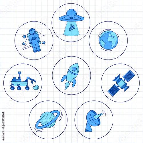 Vector set of space and astronomy icons