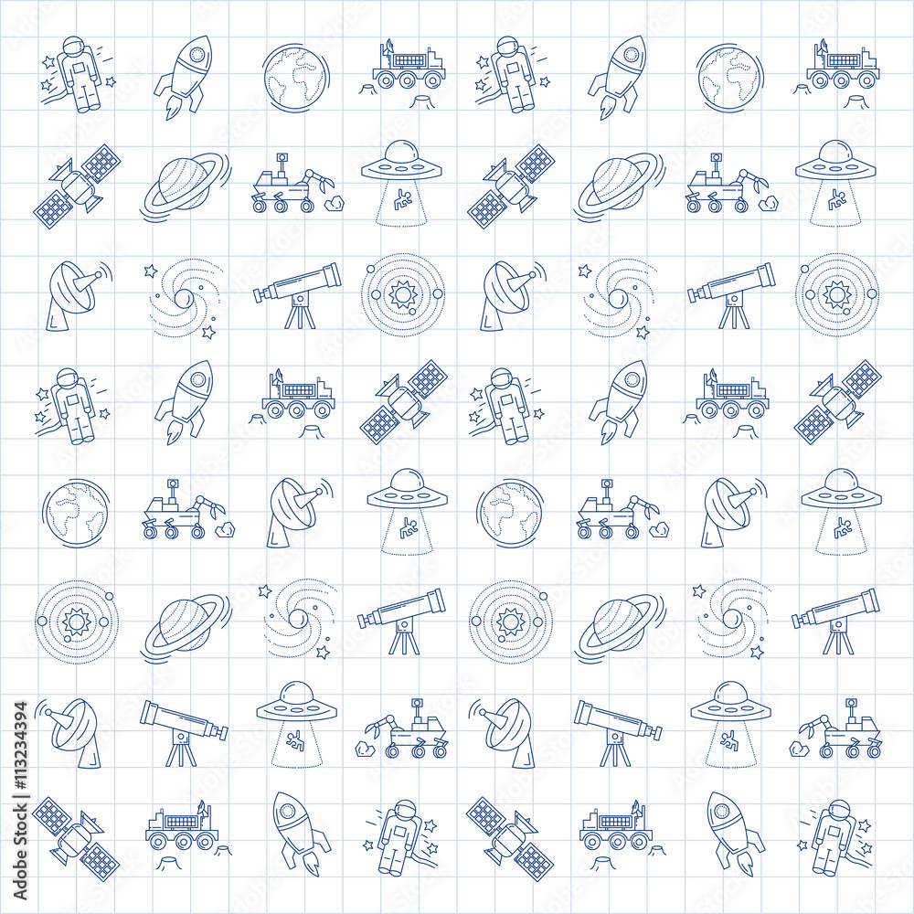 Vector set of space and astronomy icons