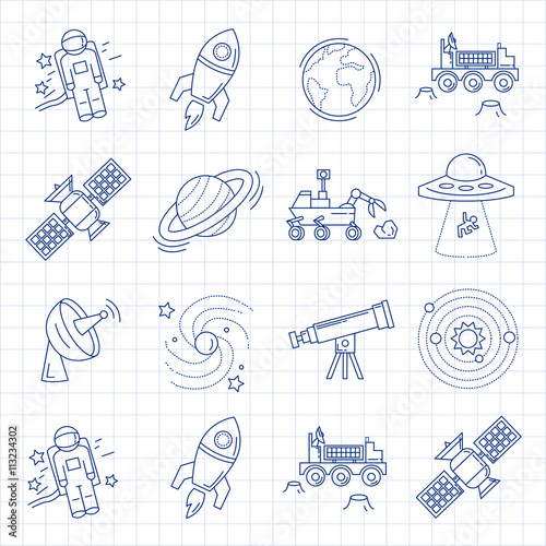 Vector set of space and astronomy icons