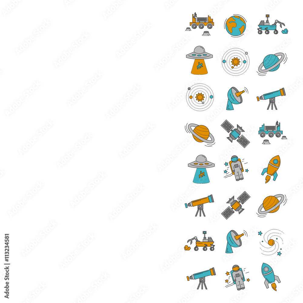 Vector set of space and astronomy icons Vector set of space and astronomy icons