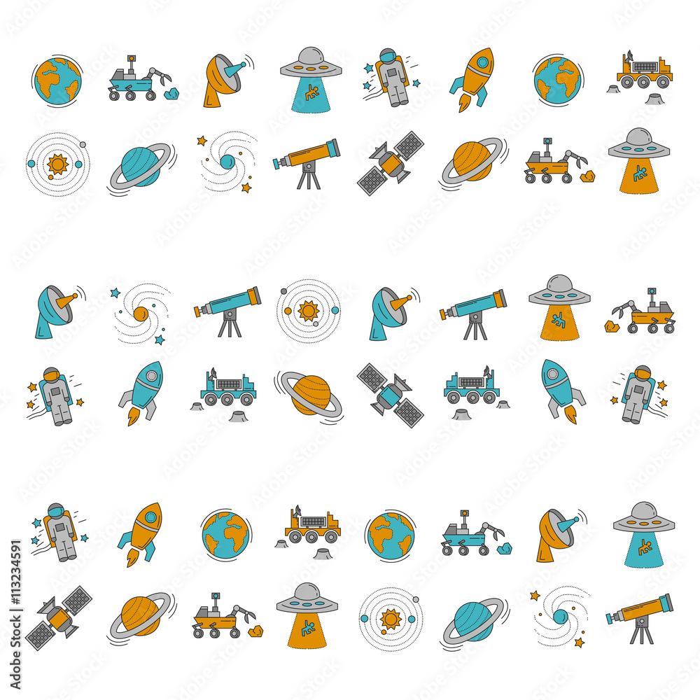 Vector set of space and astronomy icons Vector set of space and astronomy icons