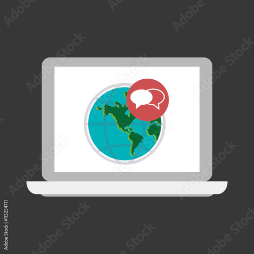 Call center design. Global communication. Flat illustration,