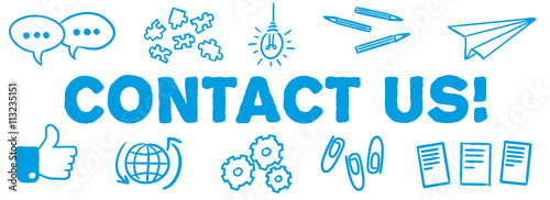 Stick Figure Series Banner Blue / Contact us!