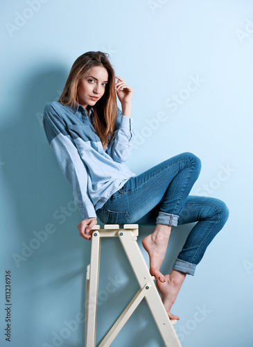 Beautiful woman in shirt an...