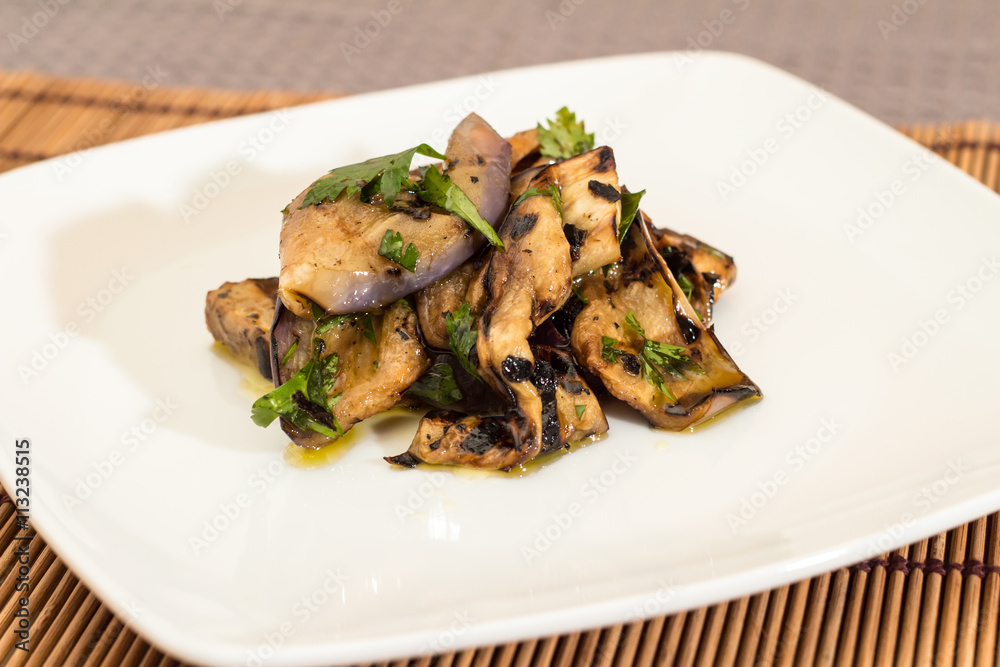 Eggplant with olive oil and parsley