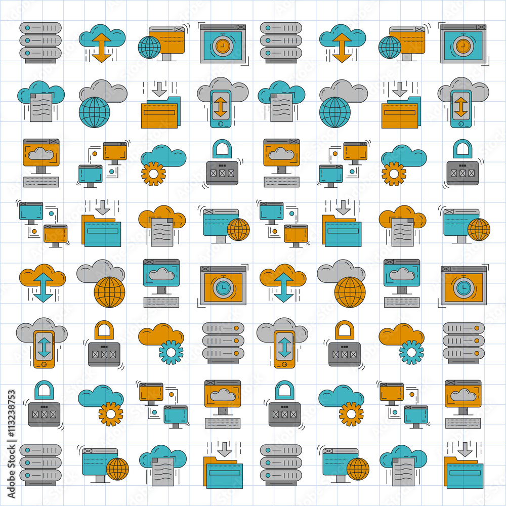 Cloud storage Vector icons set Cloud storage Vector icons set