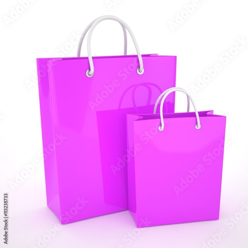 Paper Shopping Bags isolated on white background. 3d rendering.