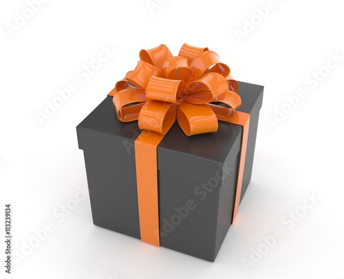 gift box with bows isolated on white. 3d rendering.