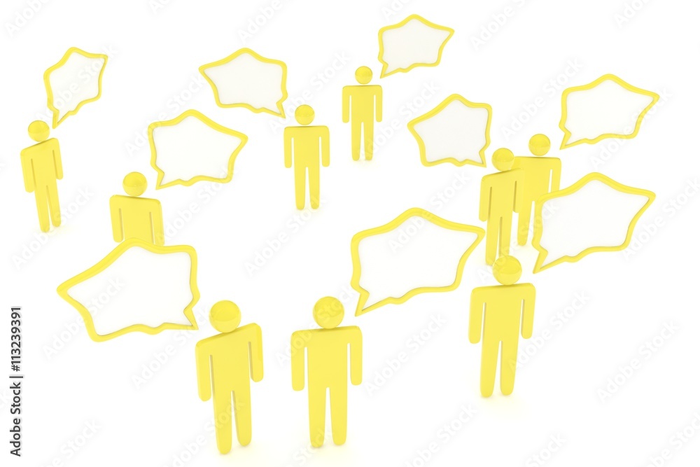 people with talk bubbles isolated over a white background. 3d rendering. people with talk bubbles isolated over a white background. 3d rendering.