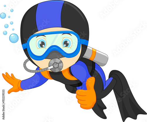 cute boy snorkeling