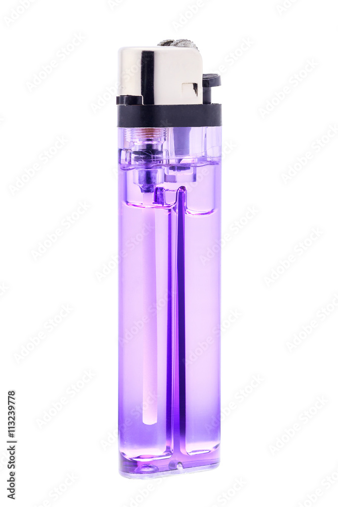Purple and violet lighter. Lighter isolated on white background with clipping part. Purple and violet lighter. Lighter isolated on white background with clipping part.