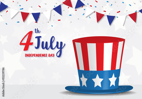 usa retro hat happy 4 july  Independence day greeting. vector