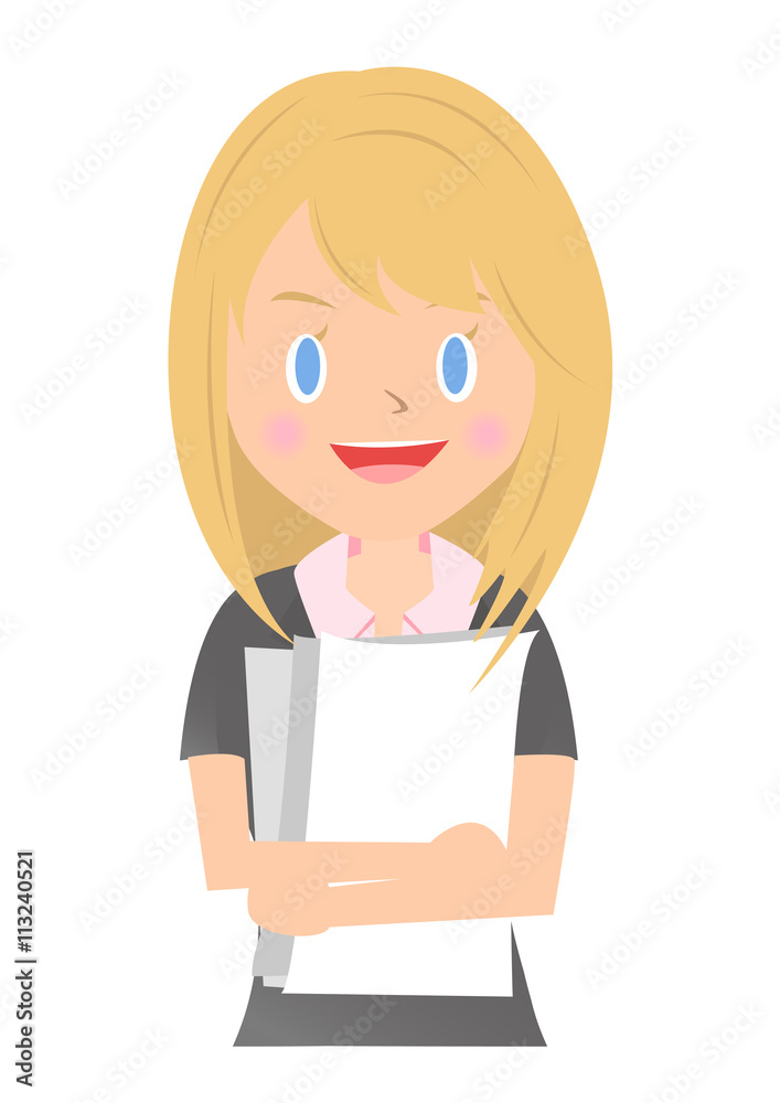 書類を持つ女性会社員 書類を持つ女性会社員