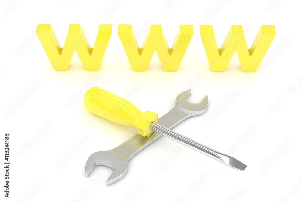 3D Illustration Wrench and screwdriver, service concept 3D Illustration Wrench and screwdriver, service concept