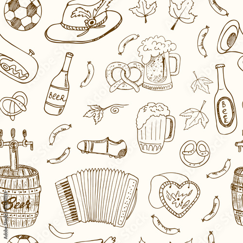 Hand drawn doodle Germany travel seamless pattern
