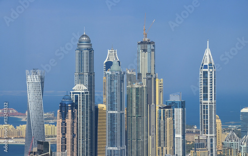 Tall Dubai Marina skyscrapers in UAE © Mariana Ianovska