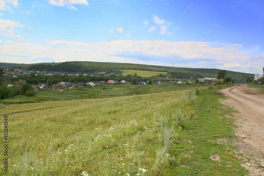 Beautiful summer village landscape