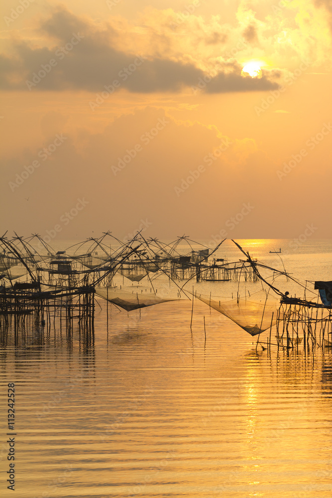 Fishing nets in the lake