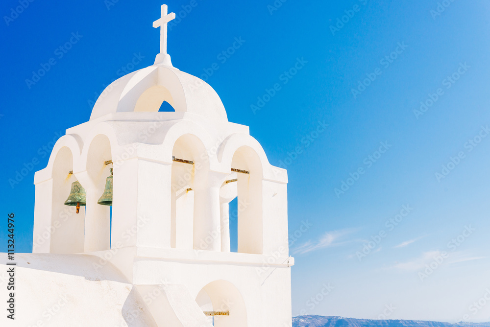 Detail of a beautiful white church on Santorini Detail of a beautiful white church on Santorini