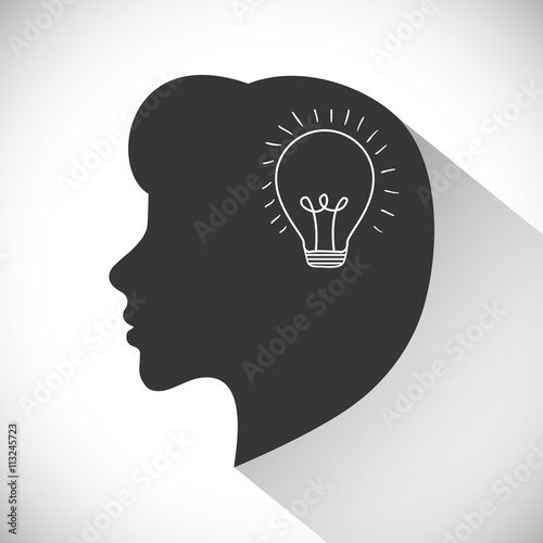 Think design. Head icon. Flat illustration