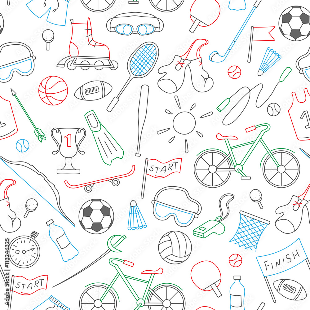 Sporty Icons Seamless Pattern