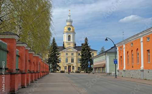 View of Hamina city center with the town hall, Finland