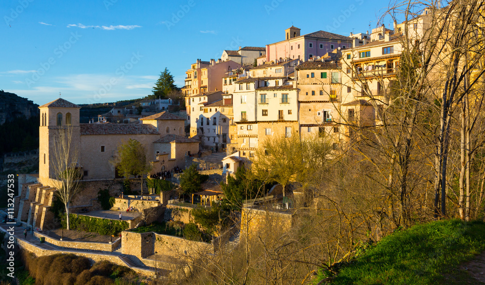 Typical houses along the precipice of the city of Cuenca, Spain