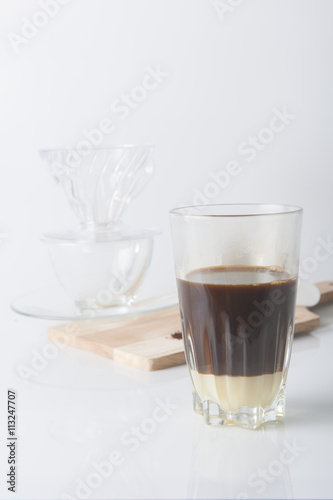 Set of slow coffee drip, selective focus