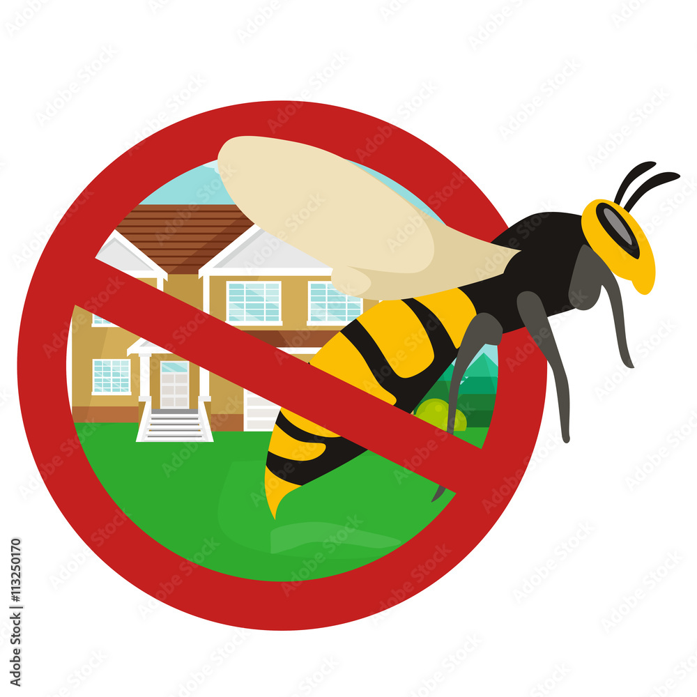 Obraz premium Pest control concept with insects exterminator silhouette flat vector illustration