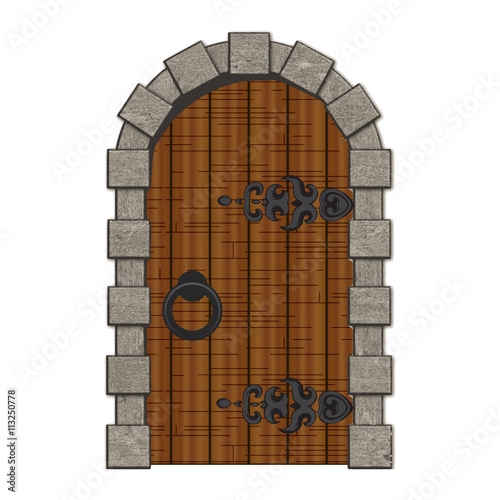 Old wooden vintage doors isolated