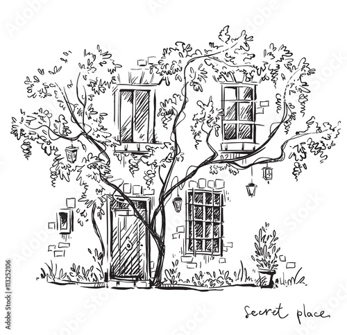 A secret place. Vector illustration.