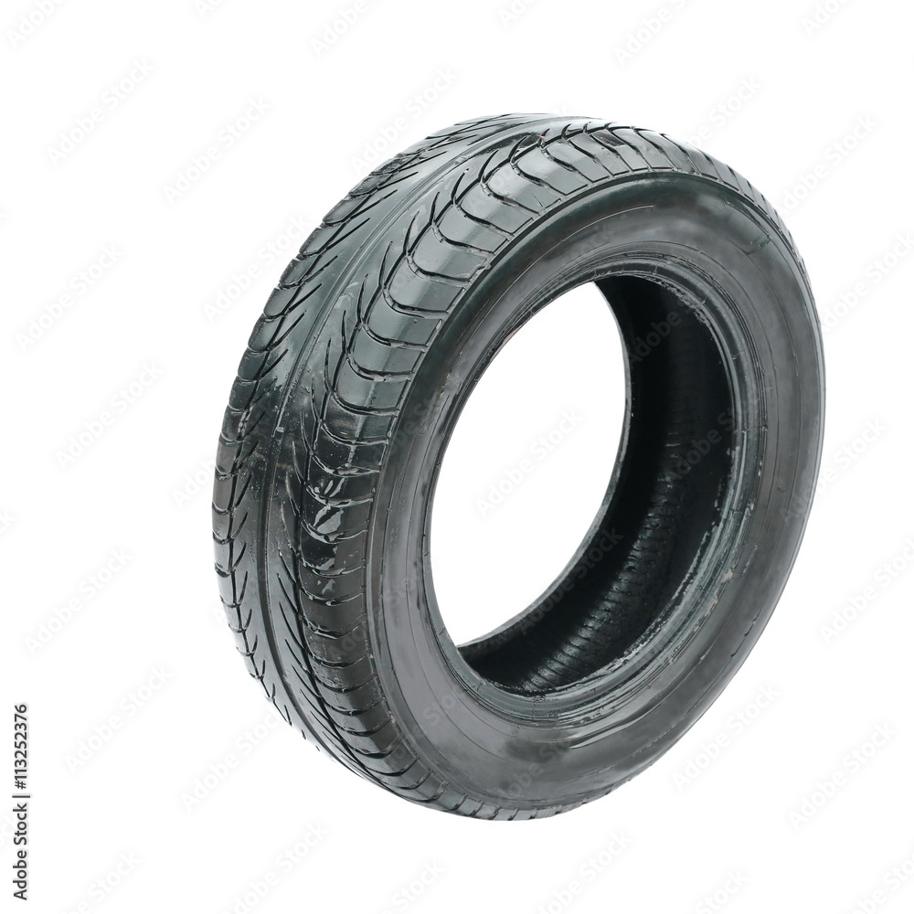 wet old tire isolated on white background wet old tire isolated on white background