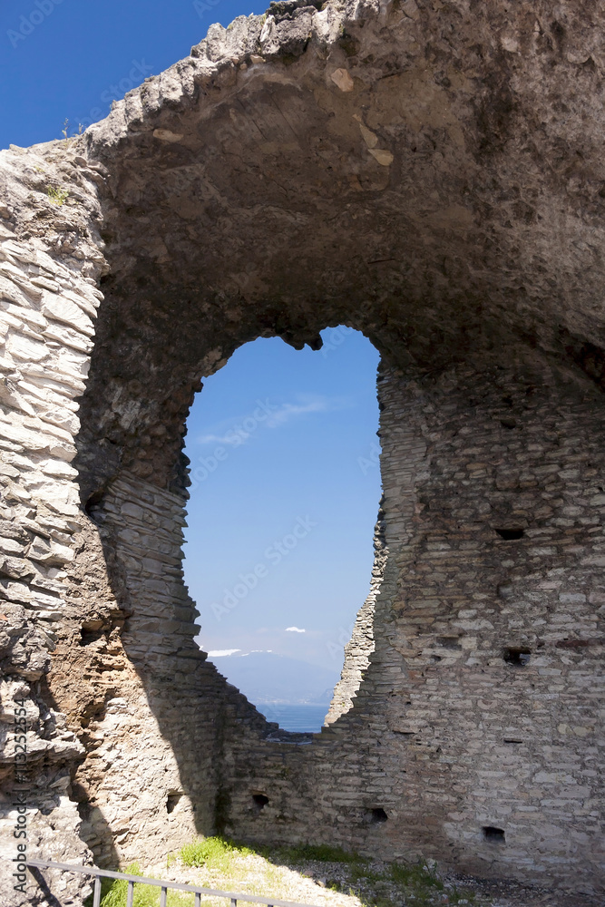 roman ruins of catullo caves on lake garda italy