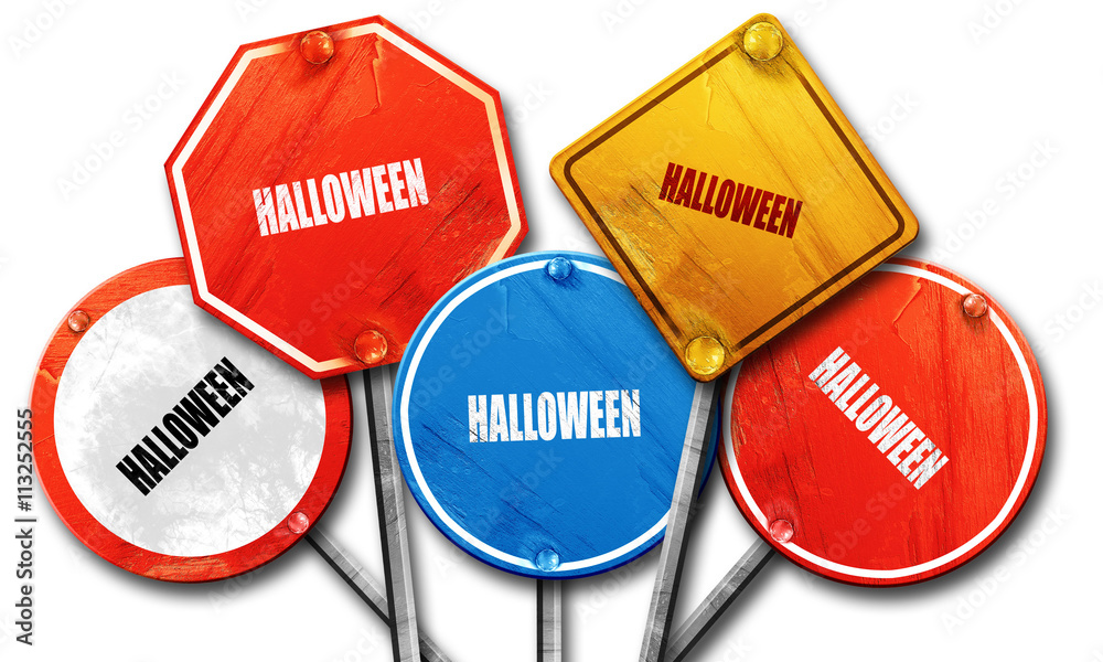 Fotografie halloween, 3D rendering, rough street sign collection