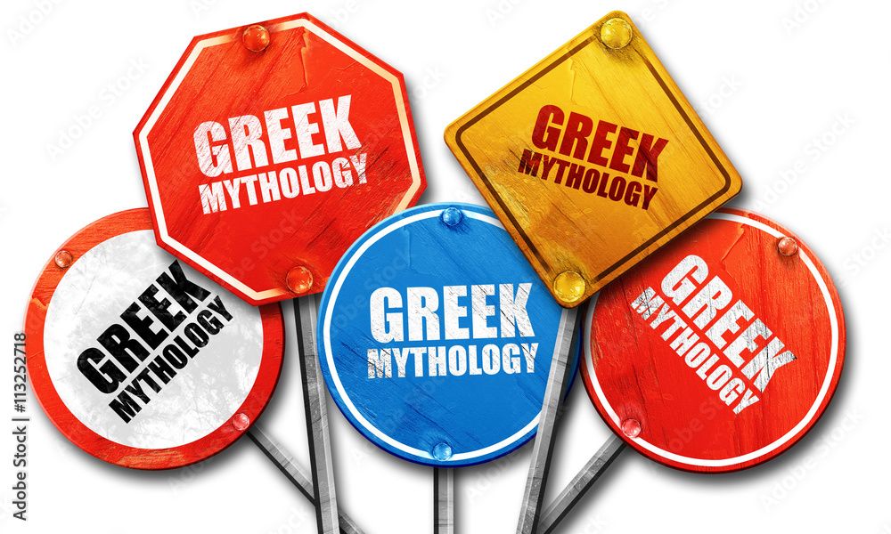 greek mythology, 3D rendering, rough street sign collection greek mythology, 3D rendering, rough street sign collection