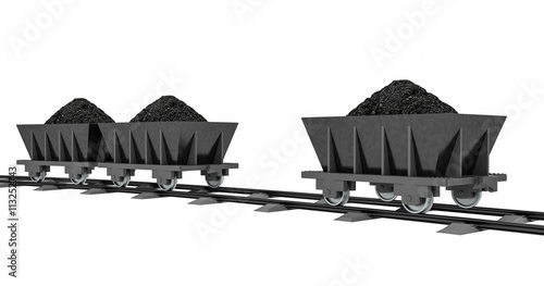 3D Illustration of a Coal trolleys - Isolated on white © PASTA DESIGN