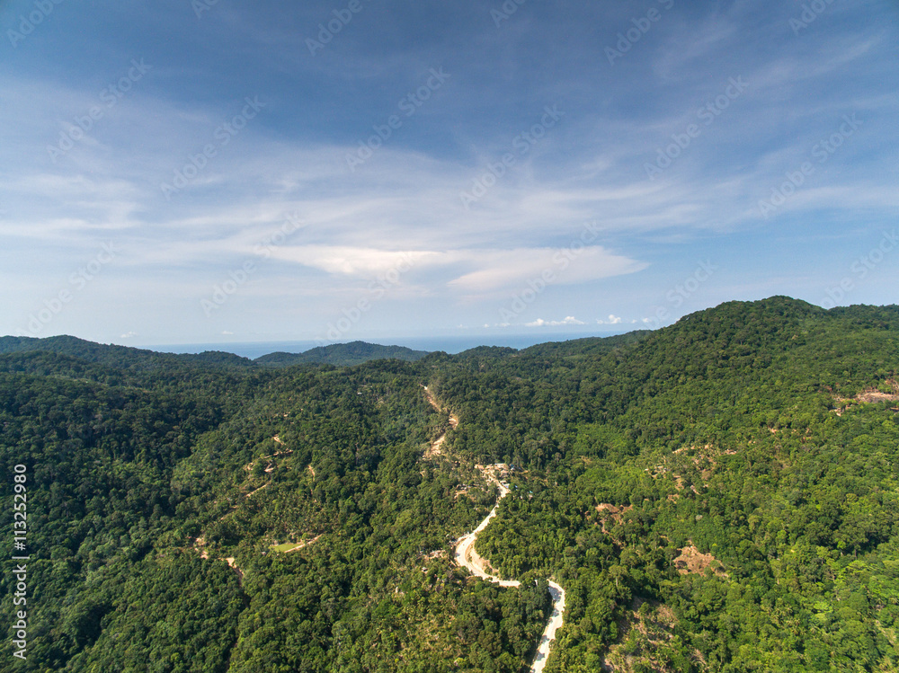 Aerial jungle view of Koh Phangan, Thailand