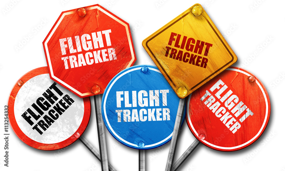 flight tracker, 3D rendering, rough street sign collection flight tracker, 3D rendering, rough street sign collection