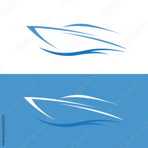abstract fast boat outline vector design template
