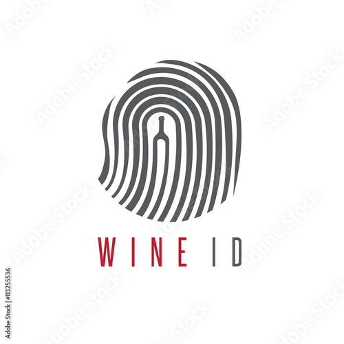 wine id concept with wine bottle and fingerprint