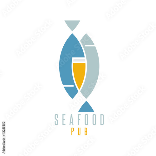 seafood pub vector illustration with beer and fish