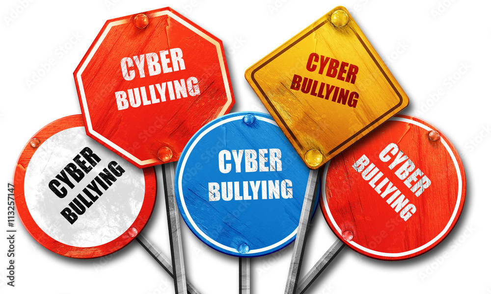Cyber bullying background, 3D rendering, rough street sign colle Cyber bullying background, 3D rendering, rough street sign colle