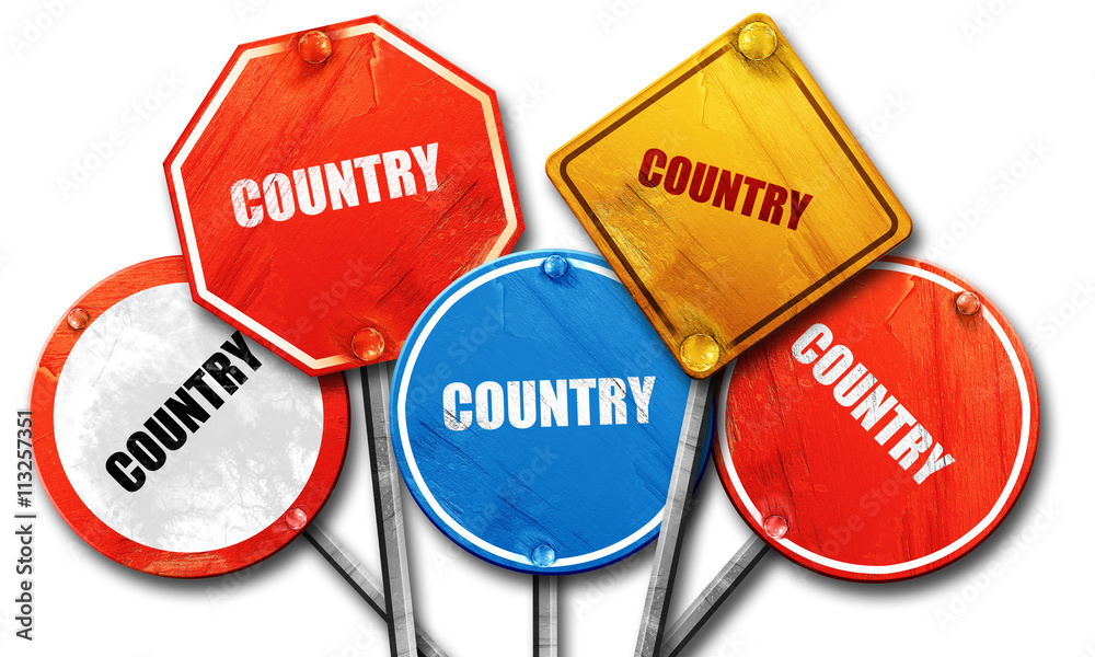 country music, 3D rendering, rough street sign collection country music, 3D rendering, rough street sign collection