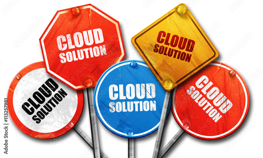 cloud solution, 3D rendering, rough street sign collection cloud solution, 3D rendering, rough street sign collection